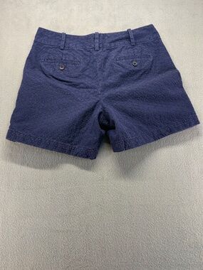 Talbots Navy Blue Eyelet Shorts Size 6 Petite Chino Flat Front Summer
